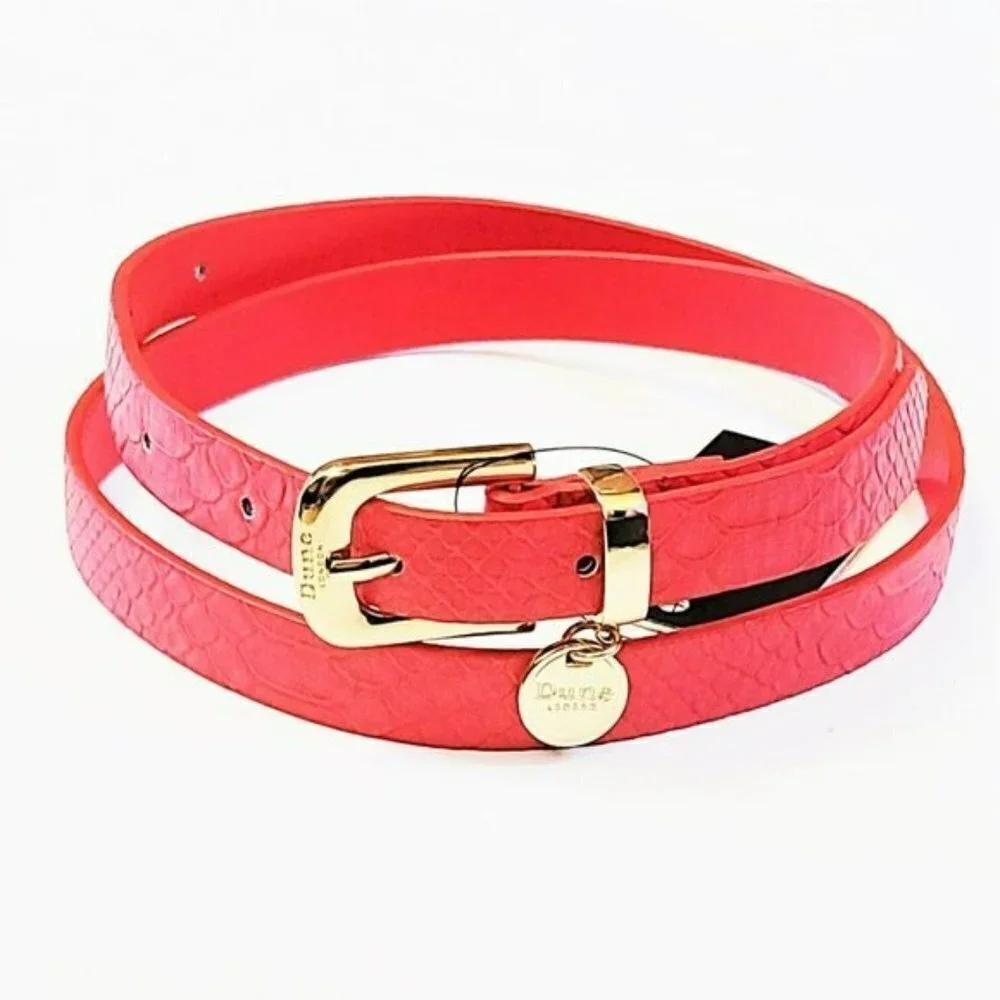 NWT Dune London Croc Embossed Gold tone Charm Belt - Picture 2 of 3